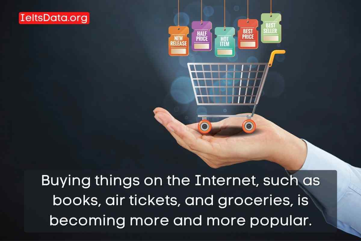 Buying things on the Internet, such as books, air tickets, and groceries, is becoming more and more popular.