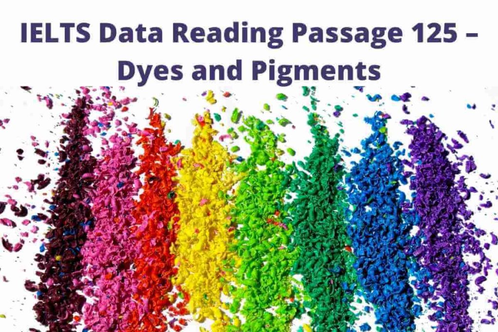 IELTS Data Reading Passage 125 – Dyes and Pigments